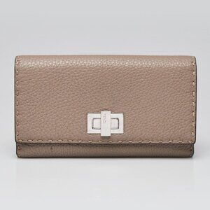 Fendi Grey Selleria Leather Peekaboo Wallet 8M0308